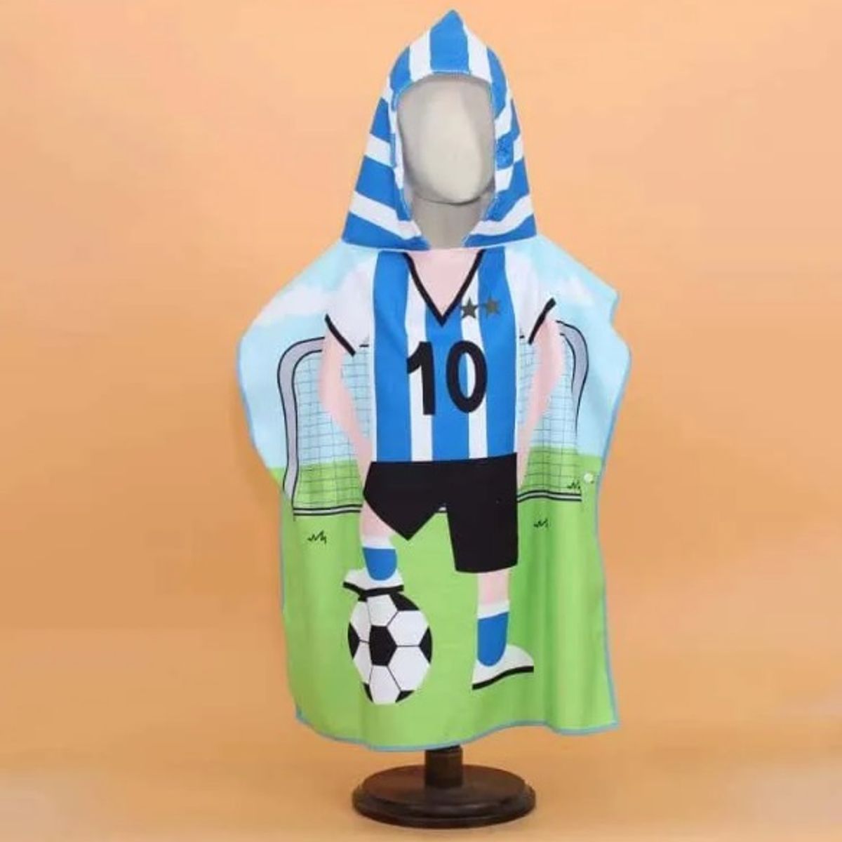 GENERICO - Toalla De Microfibra Para Niños Con Capucha Tipo Poncho FUTBOL