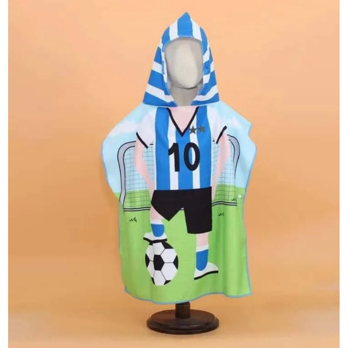 GENERICO - Toalla De Microfibra Para Niños Con Capucha Tipo Poncho FUTBOL