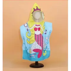 GENERICO - Toalla De Microfibra Para Niños Con Capucha Tipo Poncho REINA SIRENA