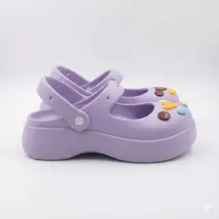 BOVINITA - Zapatillas Mujer Zueco Mary Jane Plataforma Charms Lila