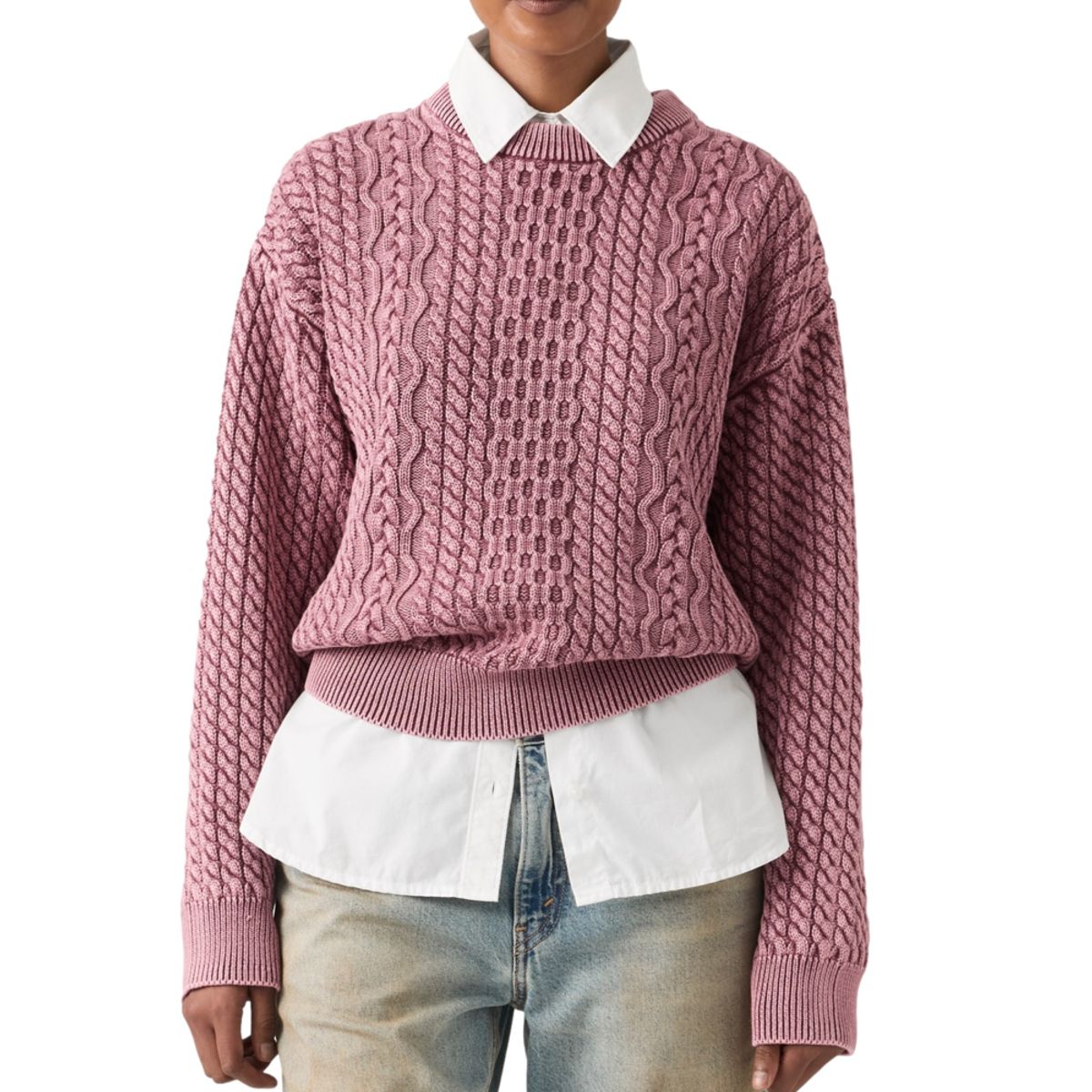 LEVIS - Sweater Mujer Leilah Cable Crewneck Rosado Levis