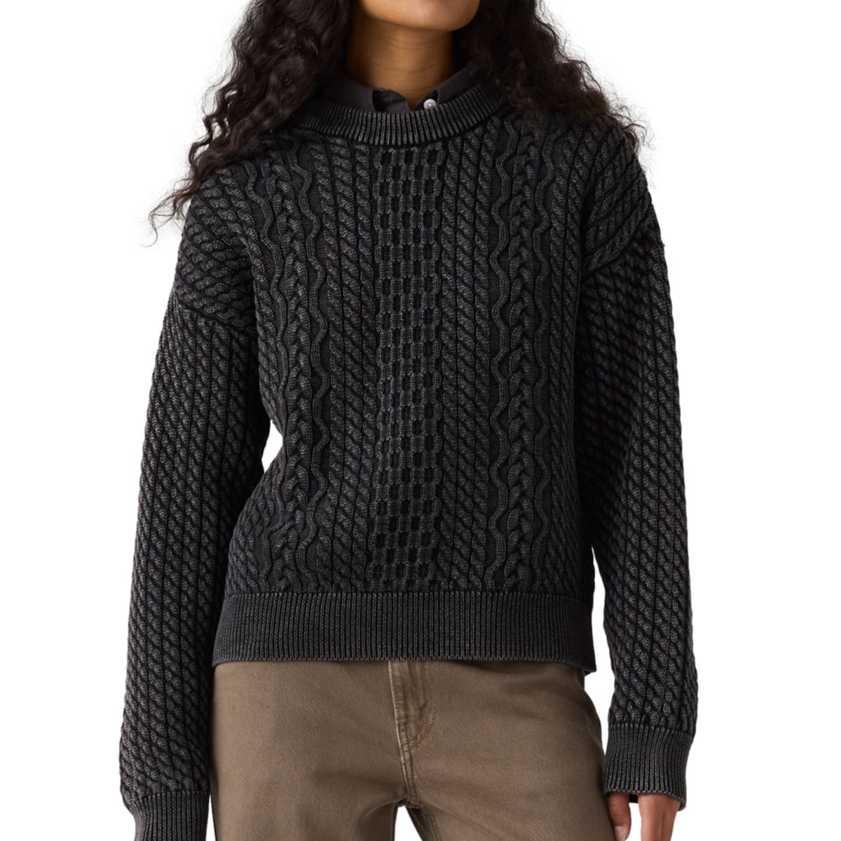LEVIS - Sweater Mujer Leilah Cable Crewneck Negro Levis
