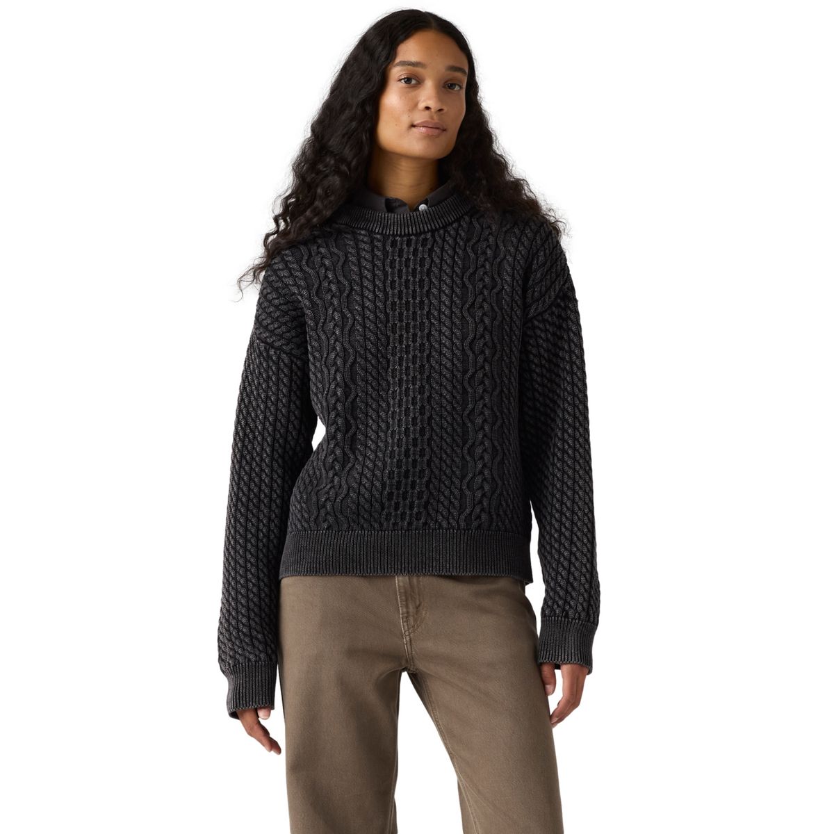 LEVIS - Sweater Mujer Leilah Cable Crewneck Negro Levis