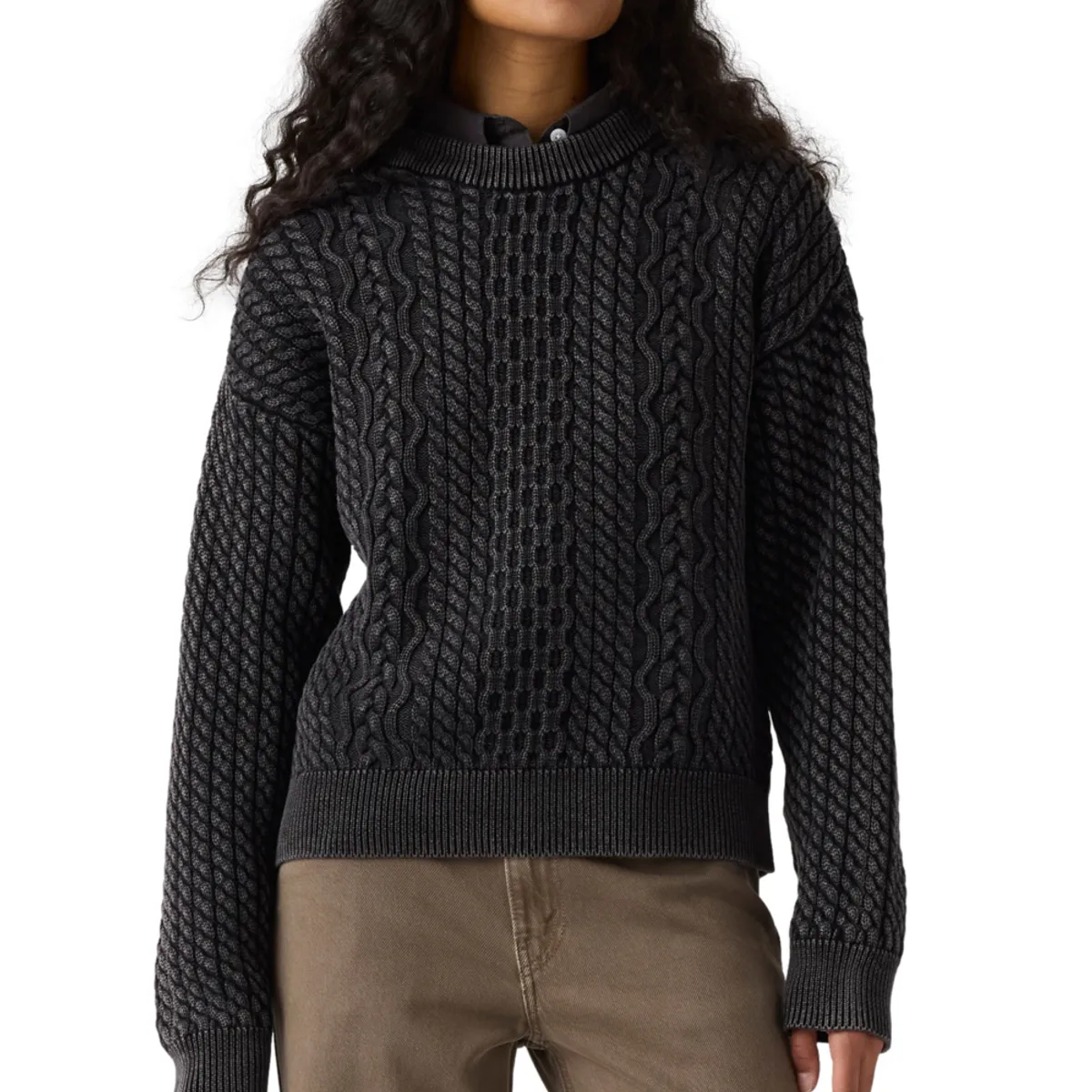 LEVIS - Sweater Mujer Leilah Cable Crewneck Negro Levis