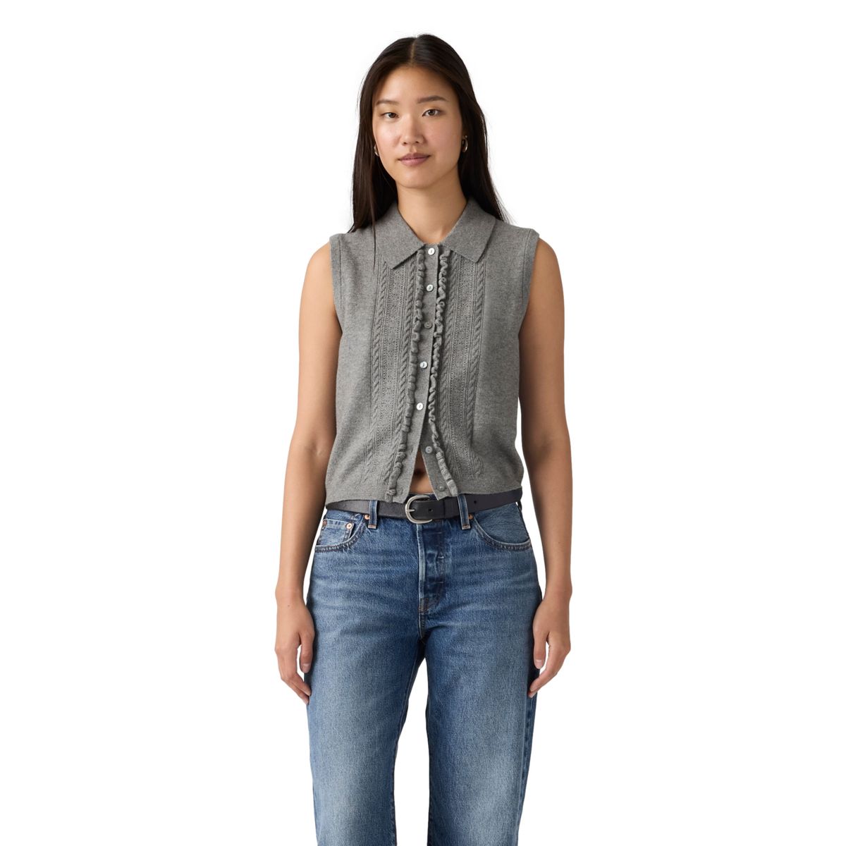 LEVIS - Sweater Mujer Super Soft Mini Ruffle Vest Gris Levis