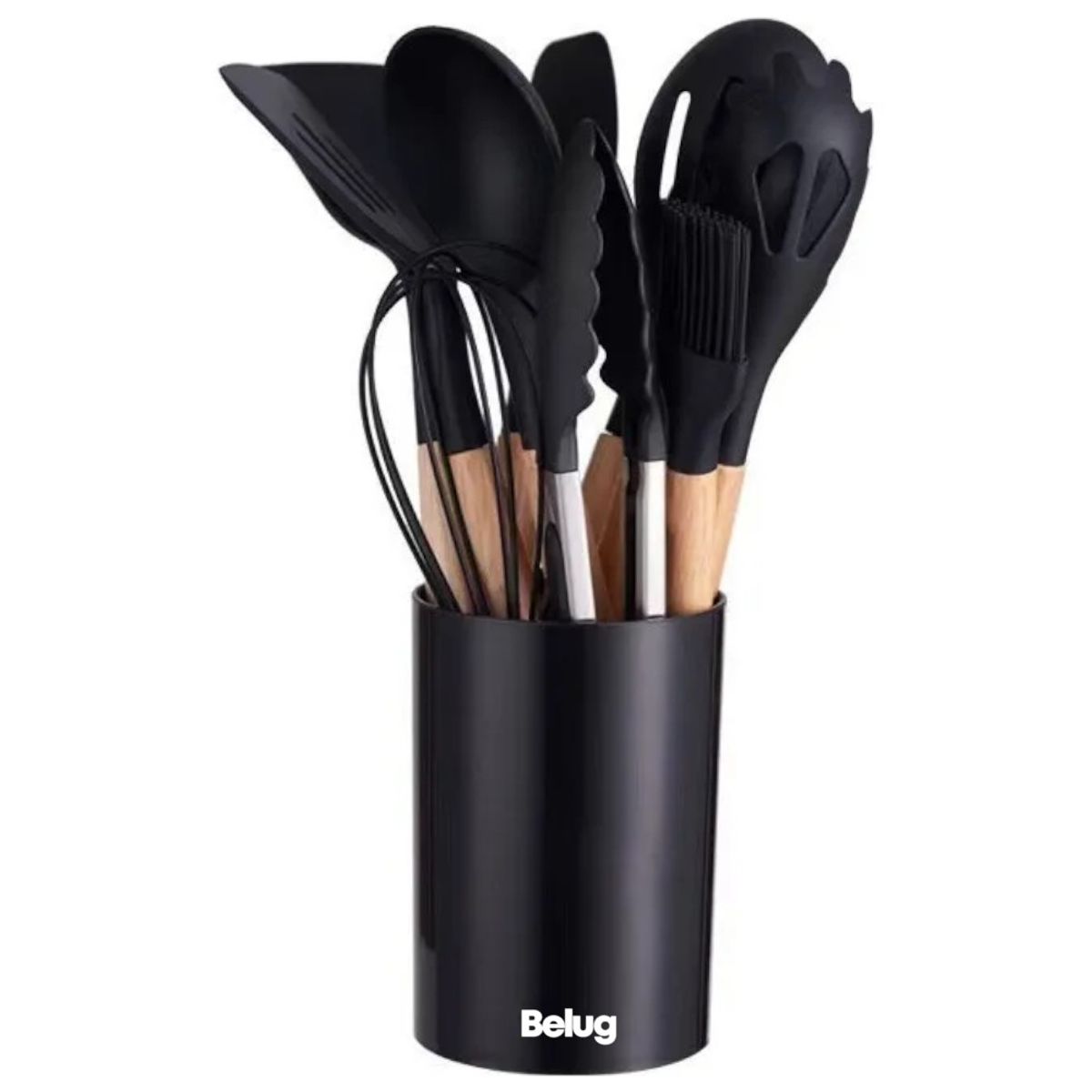 GENERICO - Set 11 De Cocina Antiadherentes De Silicona con Almacenamiento negro BELUG