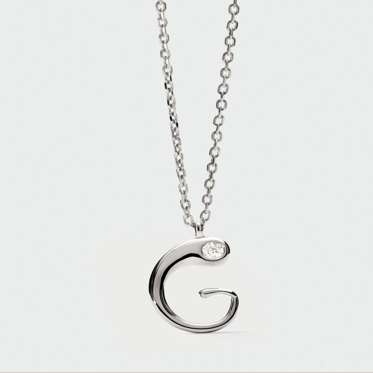 PDPAOLA - Collar de plata con colgante inicial G PDPAOLA