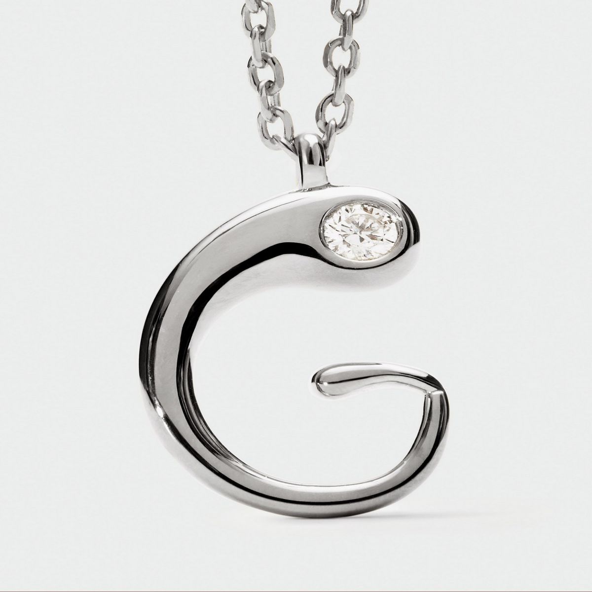 PDPAOLA - Collar de plata con colgante inicial G PDPAOLA