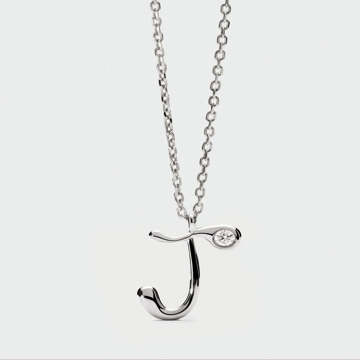 PDPAOLA - Collar de plata con colgante inicial J PDPAOLA