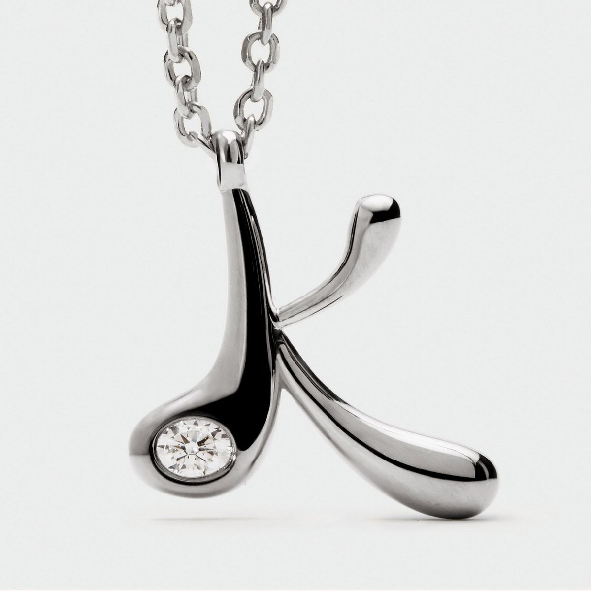 PDPAOLA - Collar de plata con colgante inicial K PDPAOLA