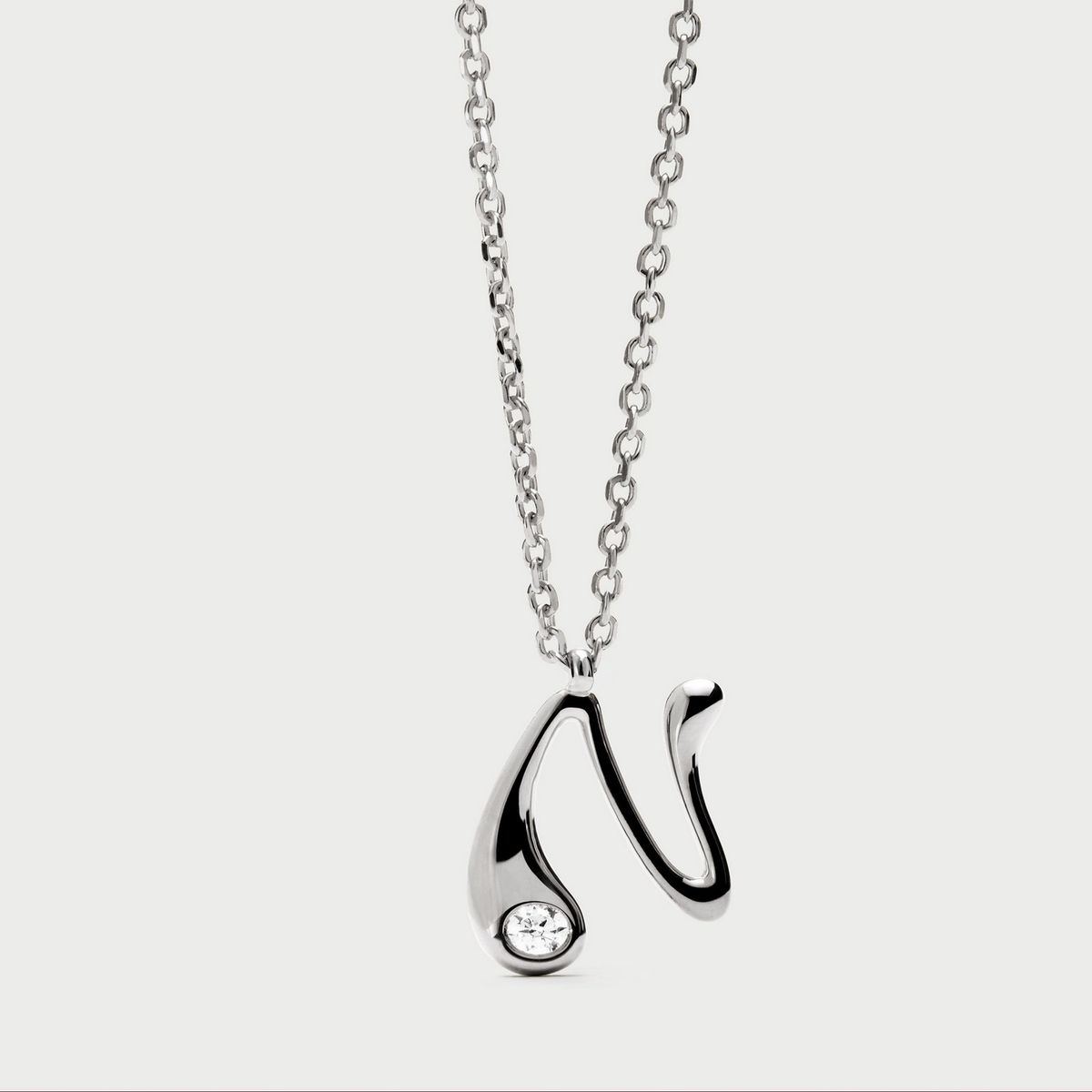 PDPAOLA - Collar de plata con colgante inicial N PDPAOLA