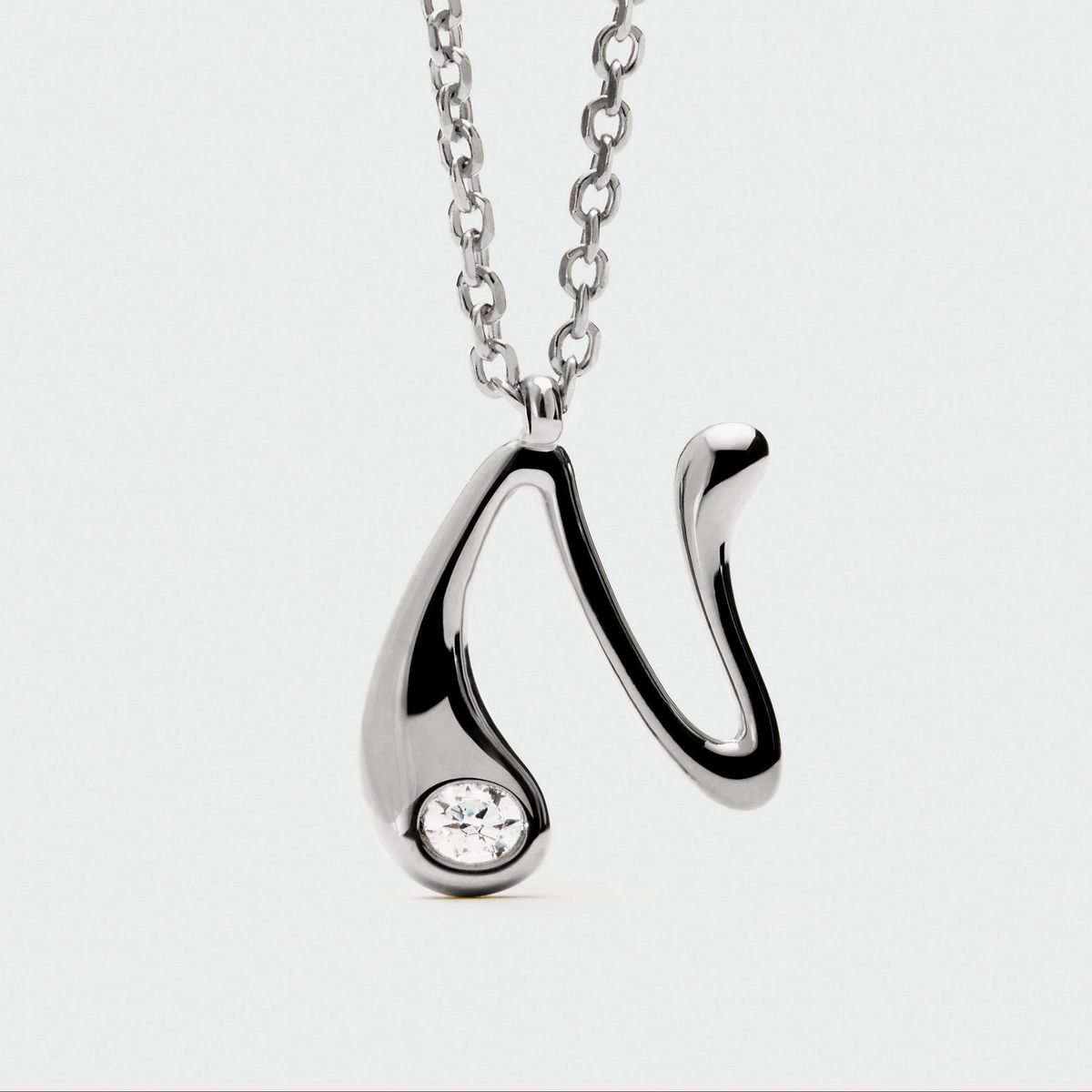 PDPAOLA - Collar de plata con colgante inicial N PDPAOLA