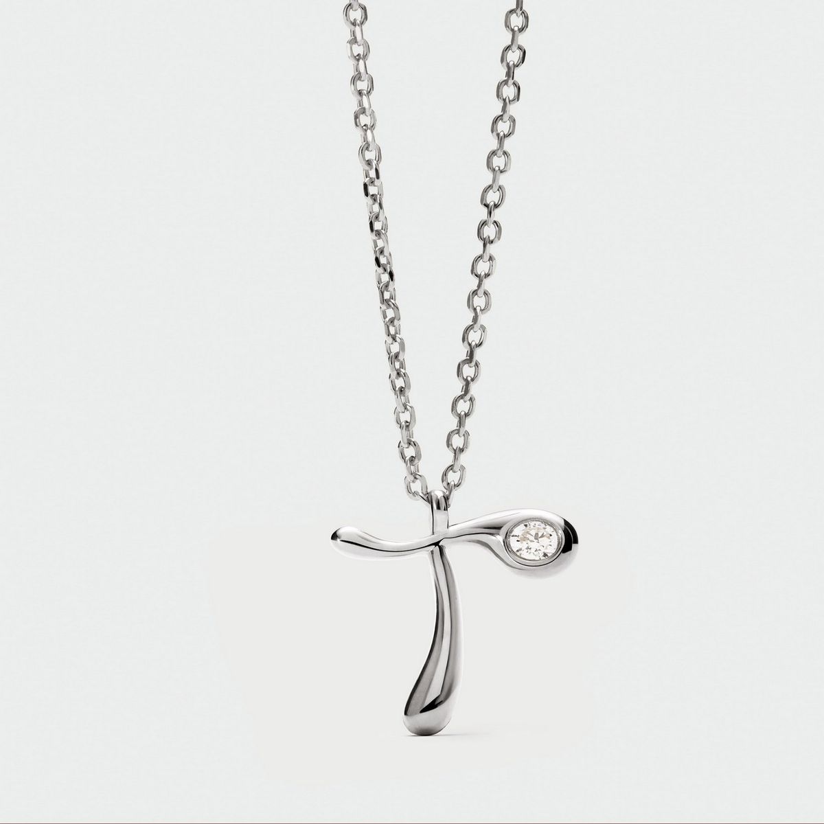 PDPAOLA - Collar de plata con colgante inicial T PDPAOLA
