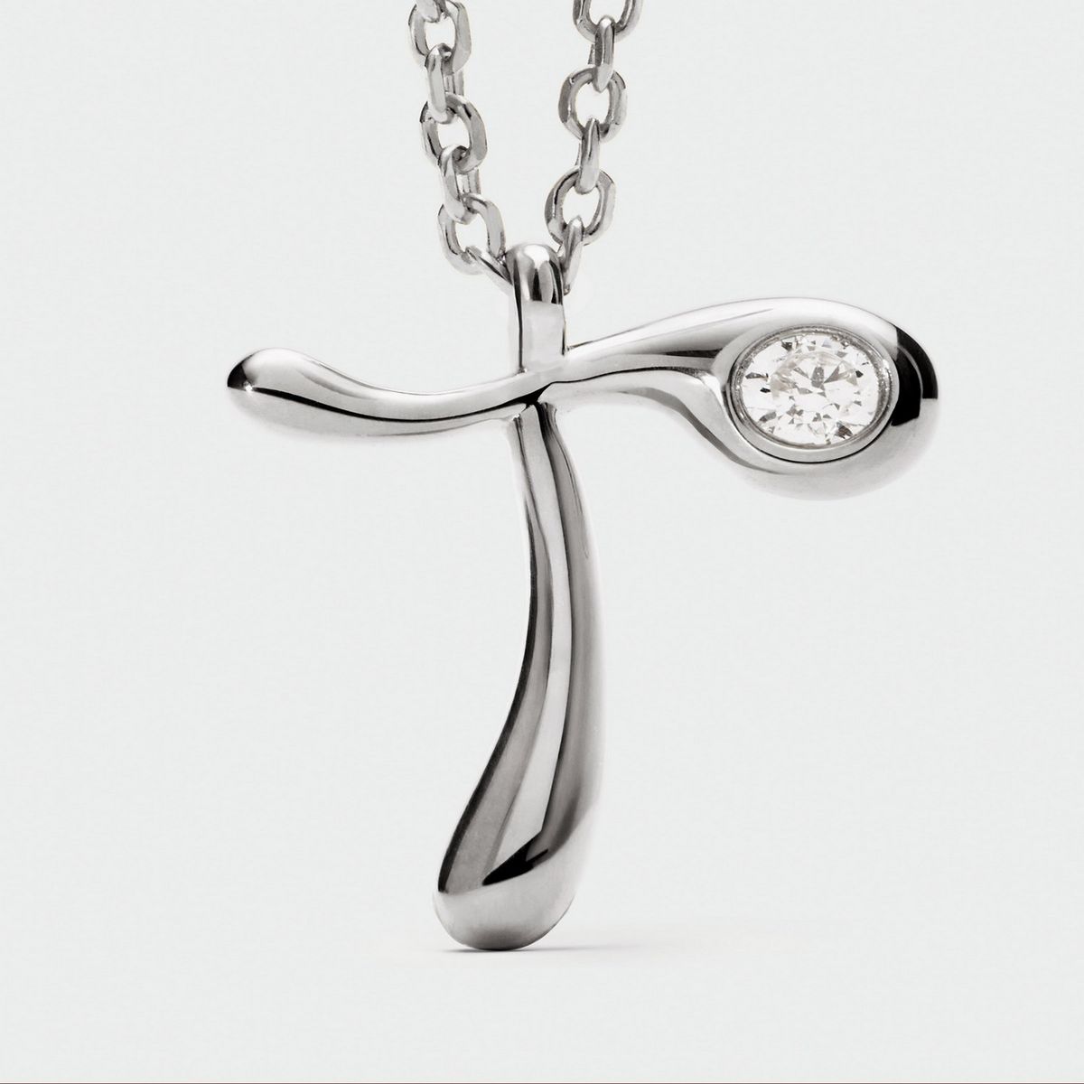 PDPAOLA - Collar de plata con colgante inicial T PDPAOLA