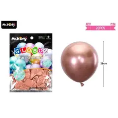 GENERICO - Lobos de látex rosa dorado cromados metalizados 28cm 20pcs