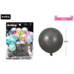 GENERICO - Globos de látex negro cromados metalizados 28cm 20pcs