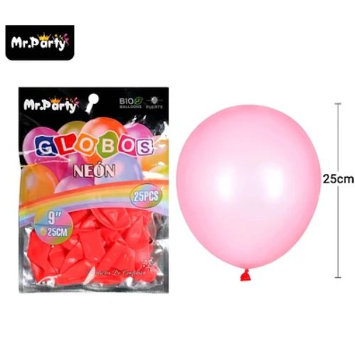GENERICO - Globos de látex rojo fluorescente 25cm 25pcs