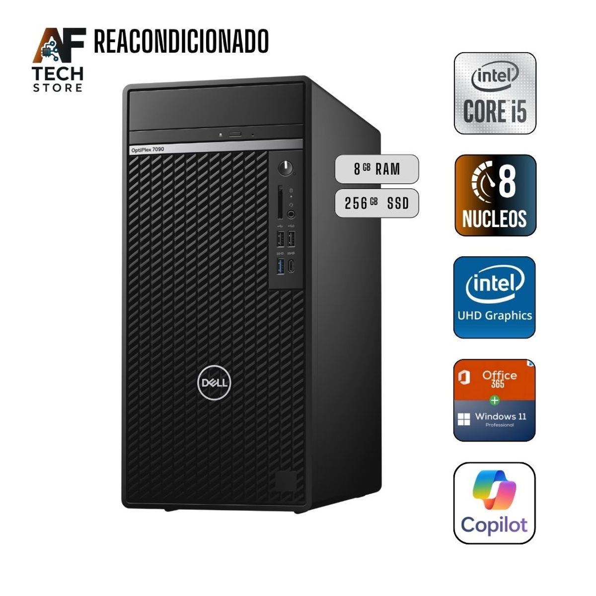 DELL - Computador DELL 7090 TWR I5 10th 8GB 256GB - Win11+Office - Reacondicionado Profesional