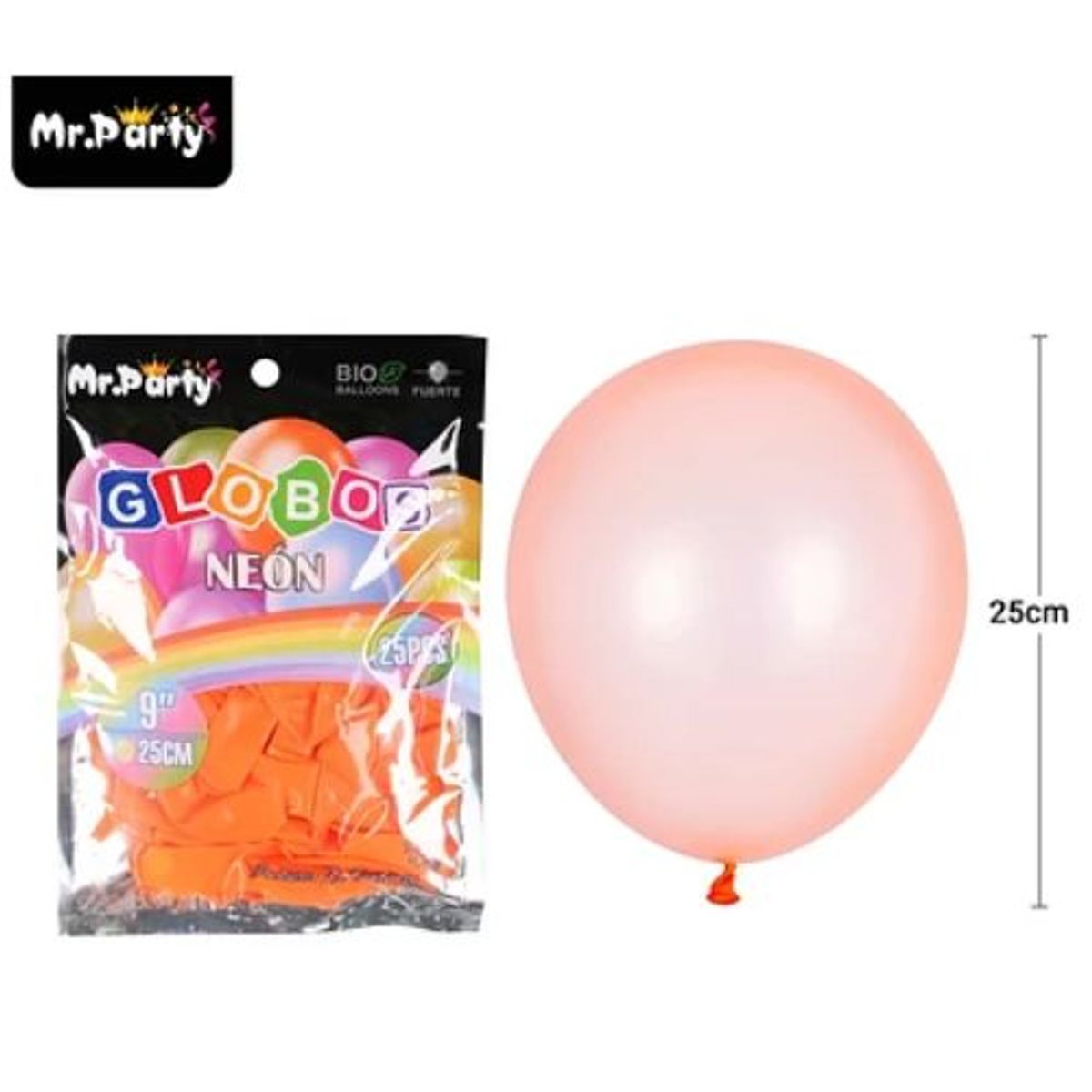 GENERICO - Globos de látex naranja fluorescente 25cm 25pcs