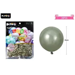 GENERICO - Globos de látex verde oliva cromados metalizados 35cm 20pcs