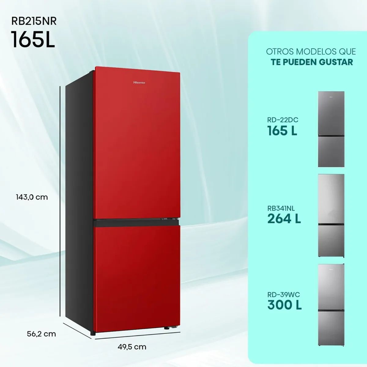 HISENSE - Refrigerador Bottom Freezer Hisense RB215NR 165 L Rojo - Caja Reciclada