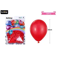GENERICO - Globos de látex rojo mate 25cm 100pcs