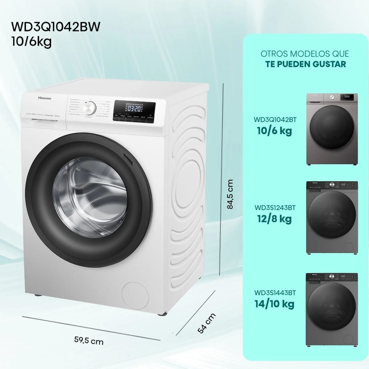 HISENSE - Lavadora Hisense WD3Q1042BW 10 kg Blanco Carga Frontal - Caja Reciclada