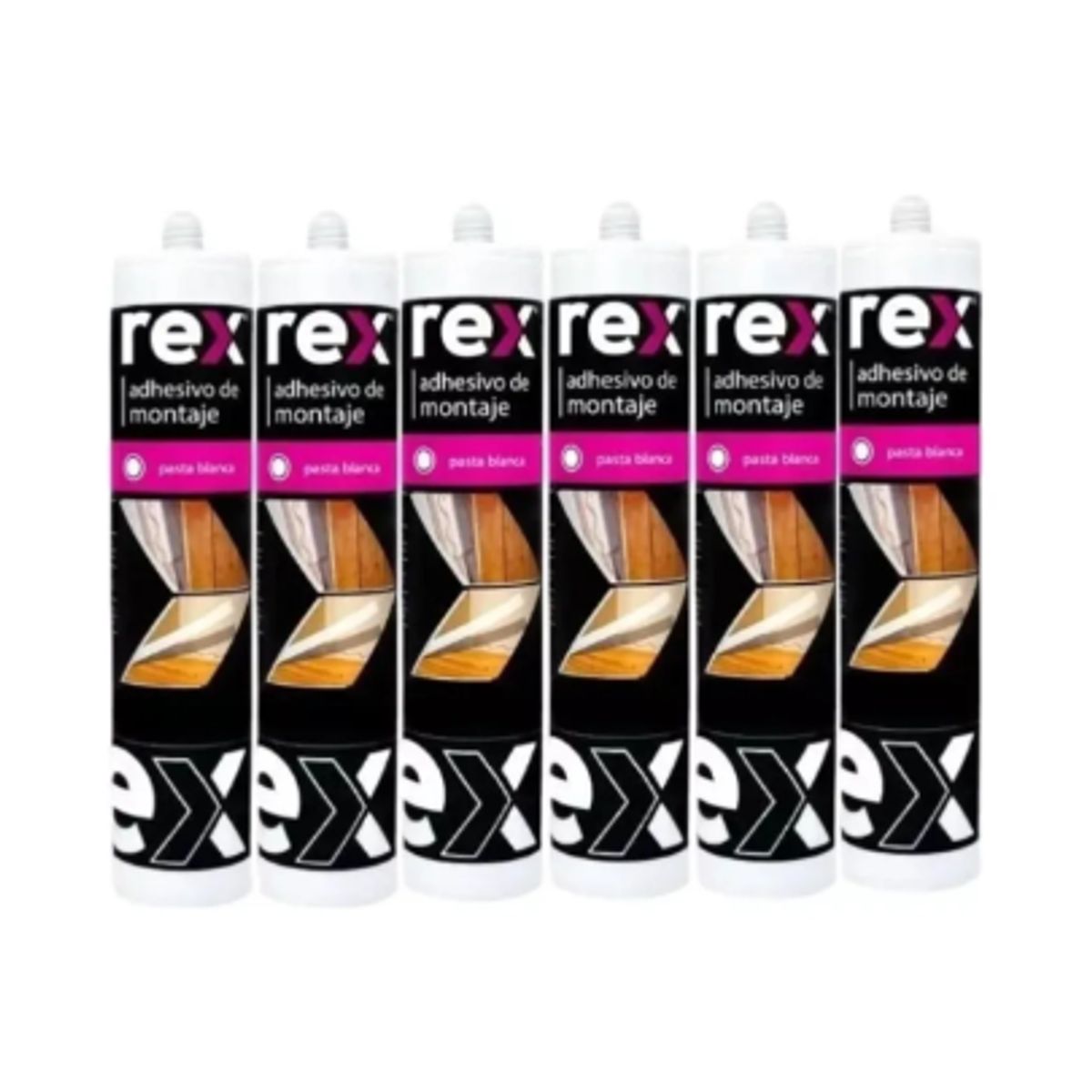 REX - Silicona Adhesivo De Montaje 300 Ml. Rex 6 Unidades