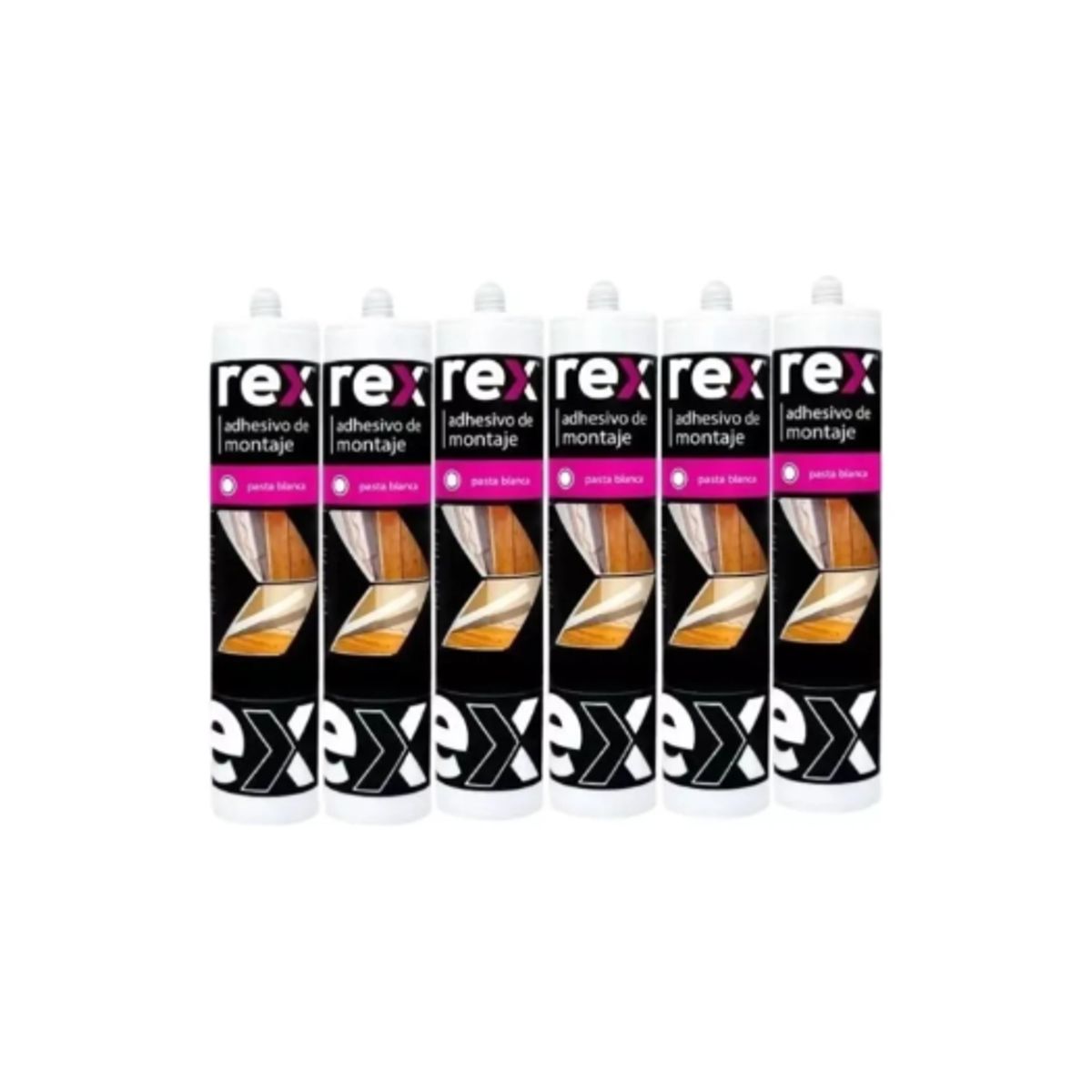 REX - Silicona Adhesivo De Montaje 300 Ml. Rex 6 Unidades