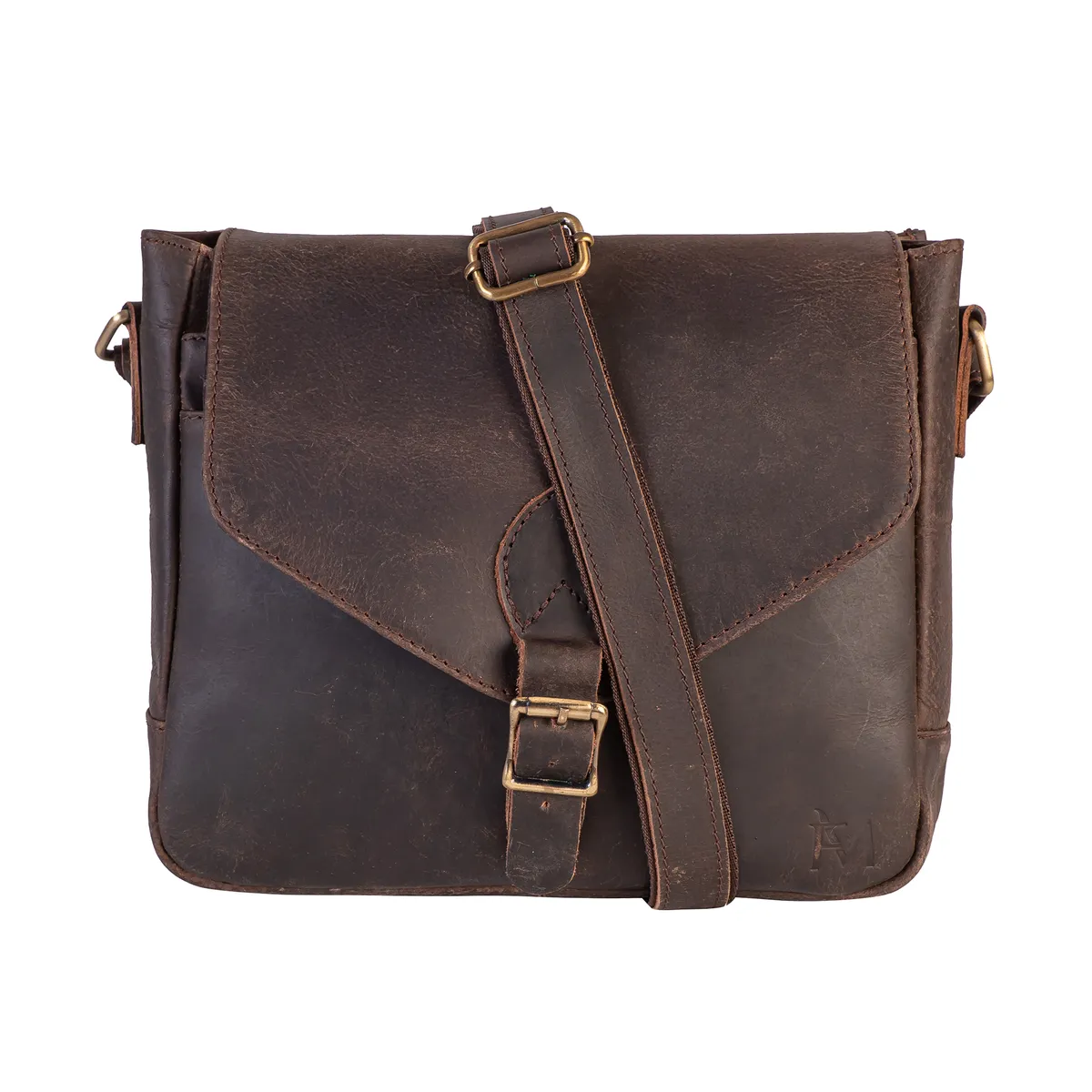 FRANZ MOSSI - Bolso de cuero grueso tipo maletín Bandolera Marrón Franz Mossi