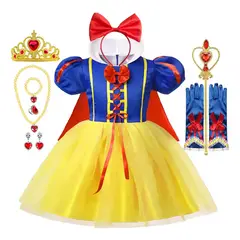 GENERICO - Disfraz princesa blanca nieve niña talla 6-8 con accesorios