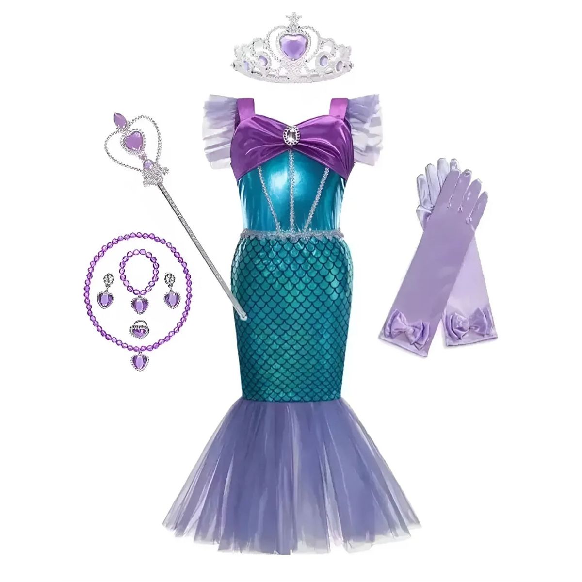 GENERICO - Hermoso disfraz princesa sirenita para niña talla 6 con accesorios