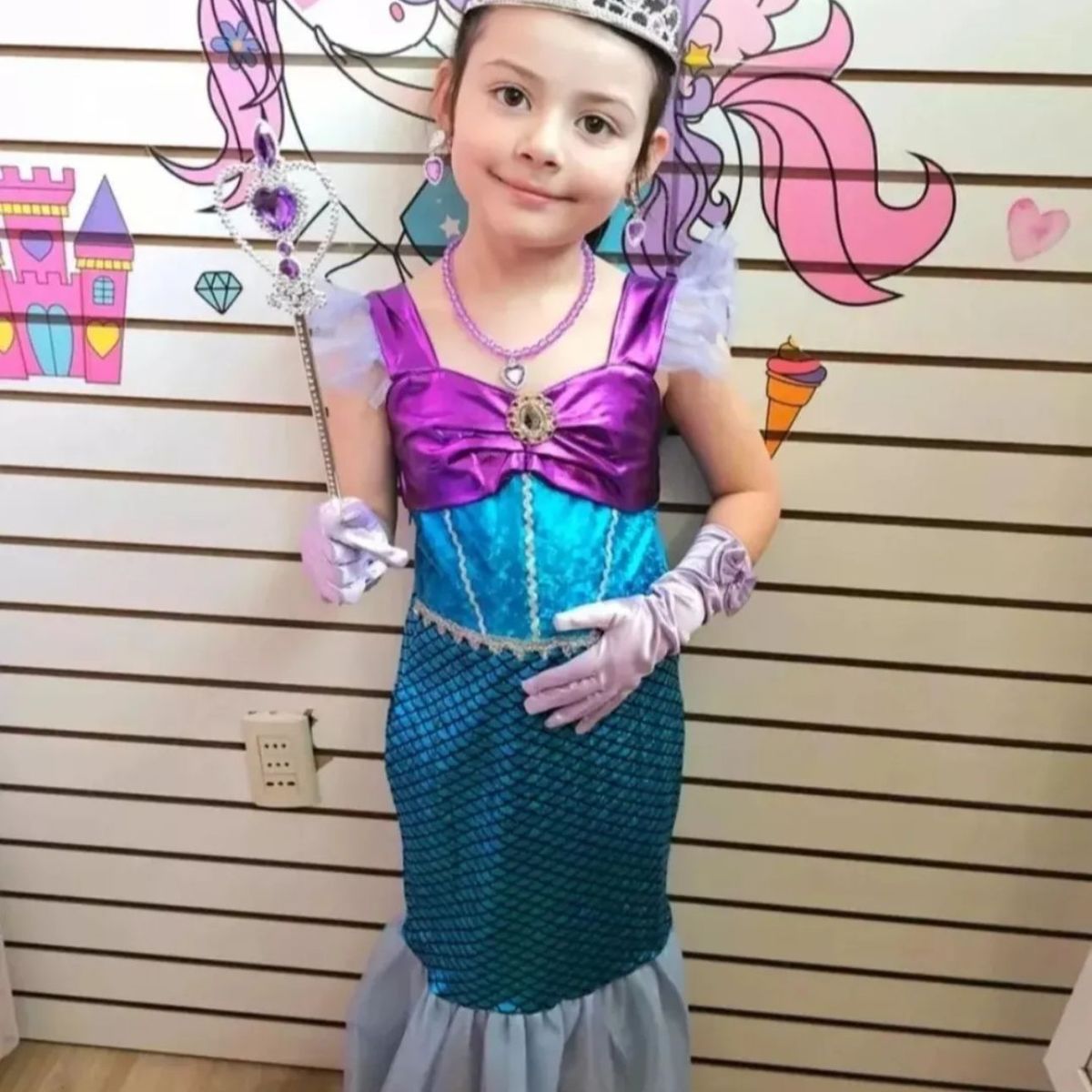 GENERICO - Hermoso disfraz princesa sirenita para niña talla 6 con accesorios