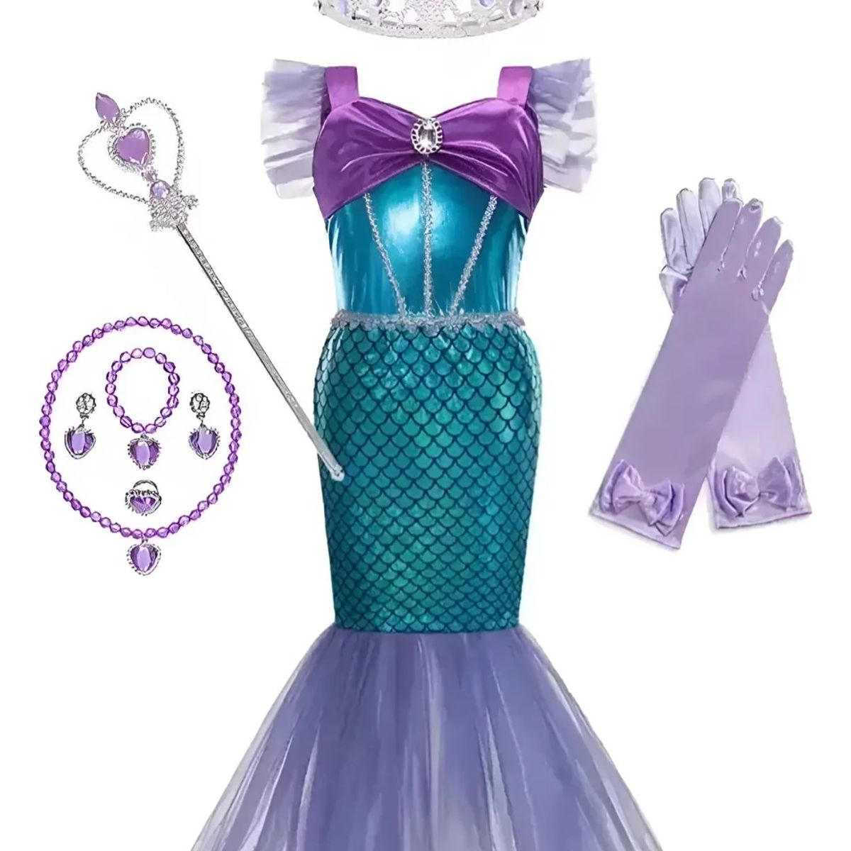 GENERICO - Hermoso disfraz princesa sirenita para niña talla 8 con accesorios