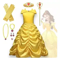 GENERICO - Disfraz princesa bella para niña talla 4 con accesorios