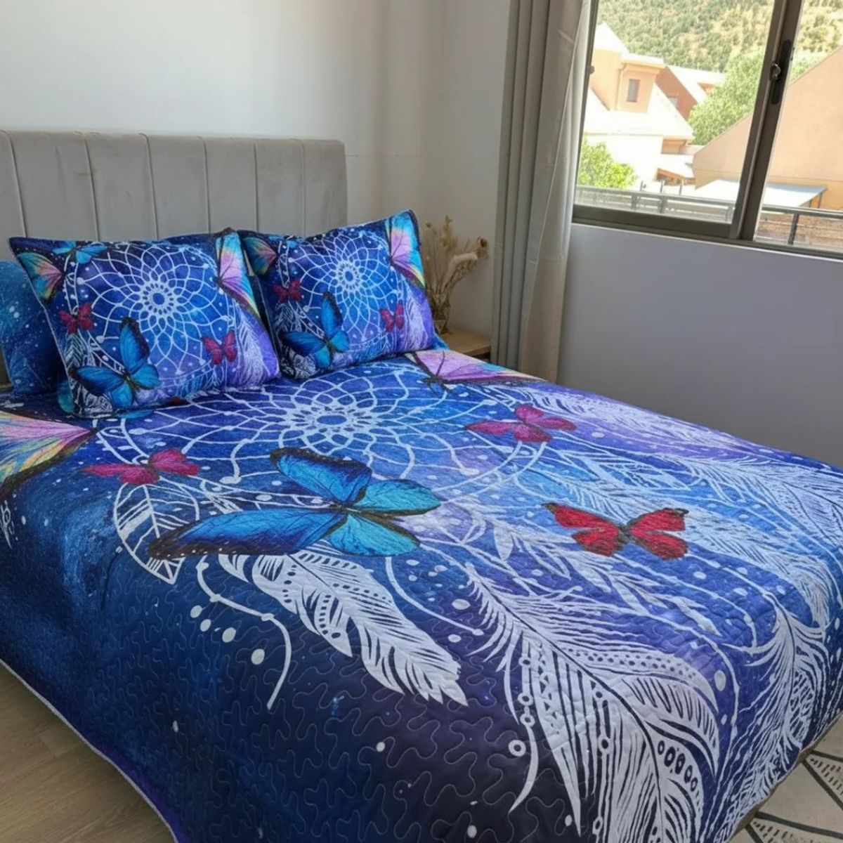 TODOHOGAR SANTIAGO DE CHILE - Cubrecama 2 Plazas Atrapasueños Mariposa