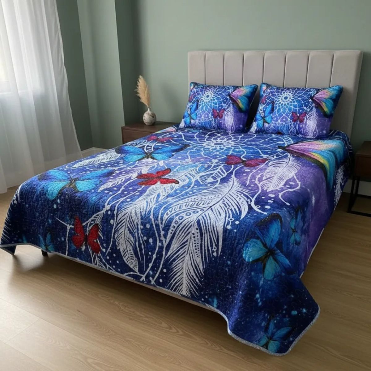 TODOHOGAR SANTIAGO DE CHILE - Cubrecama 2 Plazas Atrapasueños Mariposa