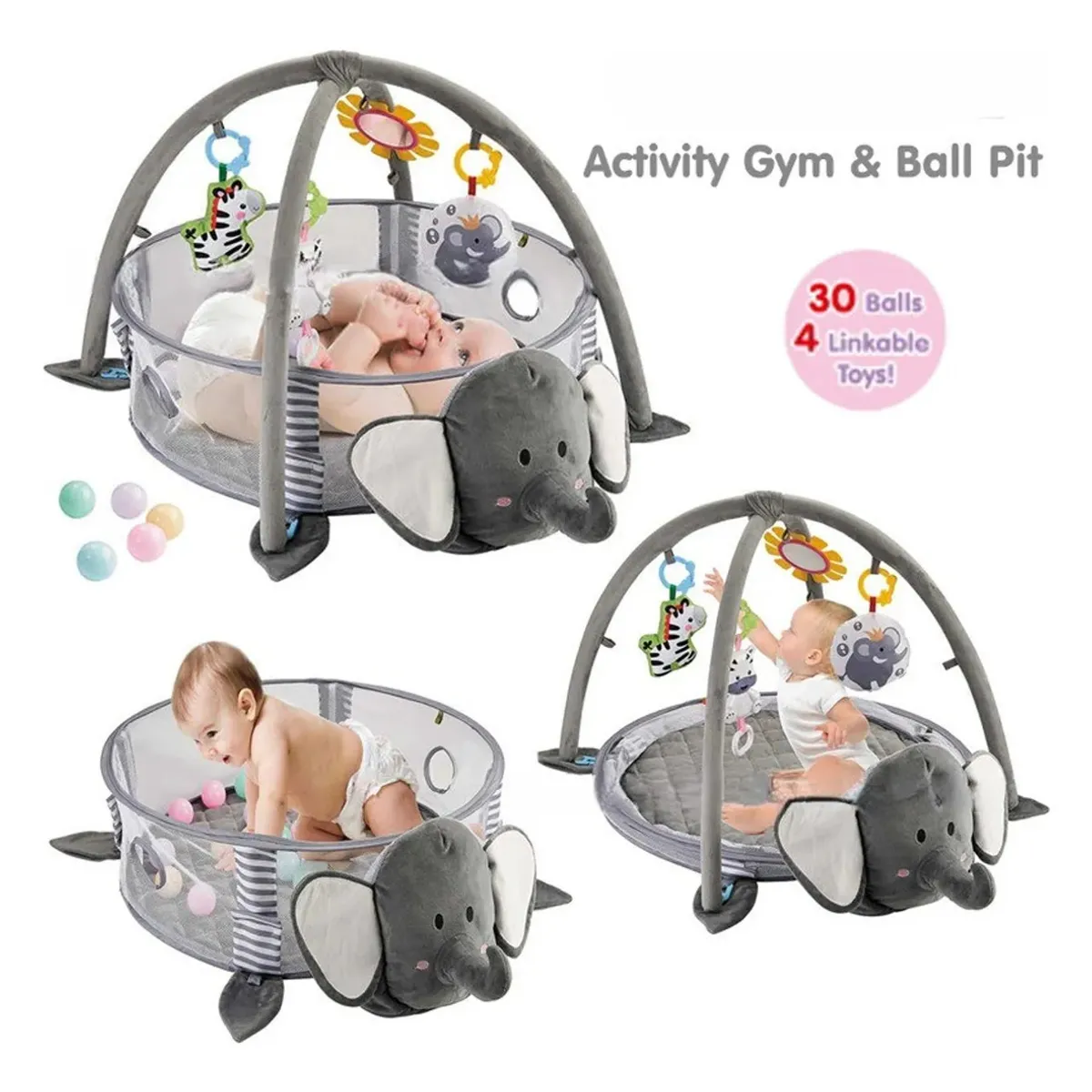 TOYUN TOYUN - Gimnasio 3en1 Estera Para Gatear Tapete De Juego Elefante