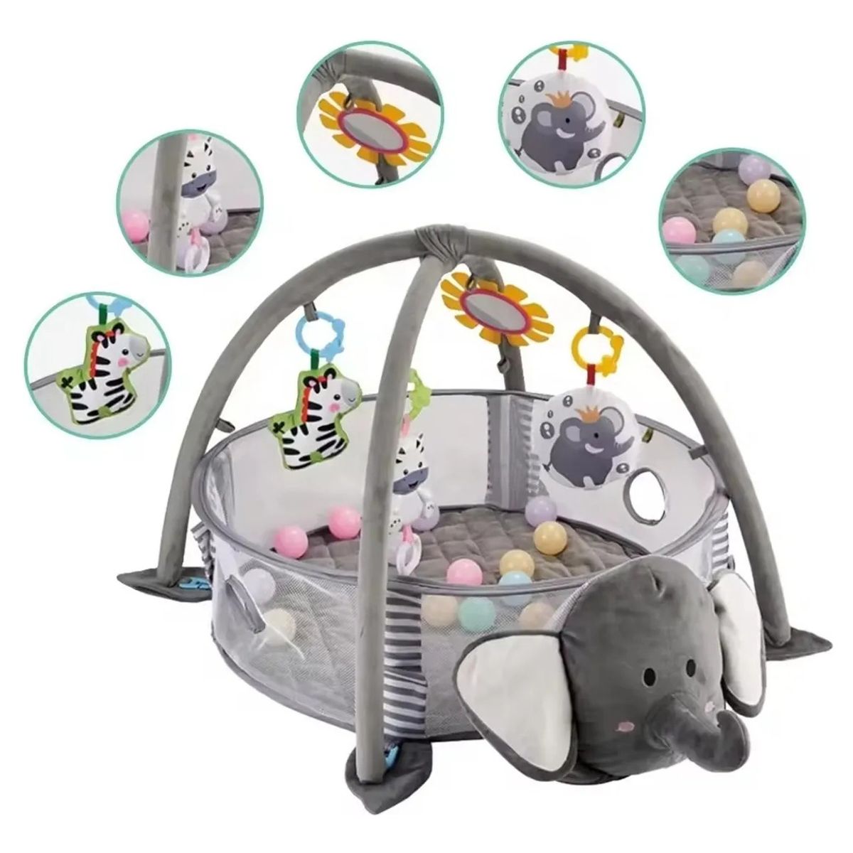 TOYUN TOYUN - Gimnasio 3en1 Estera Para Gatear Tapete De Juego Elefante