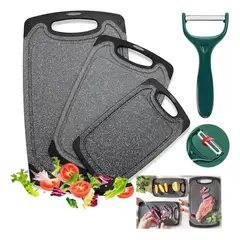 WUWAWDOGA - Tabla Para Cortar De Cocina 3pcs Set Negro Antideslizantes