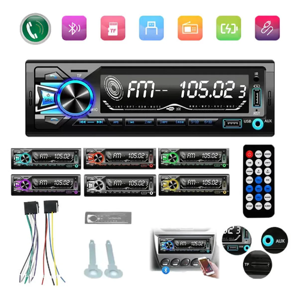 WUWAWDOGA - Radio Automovil Adaptador Bluetooth Mp3 Con Usb
