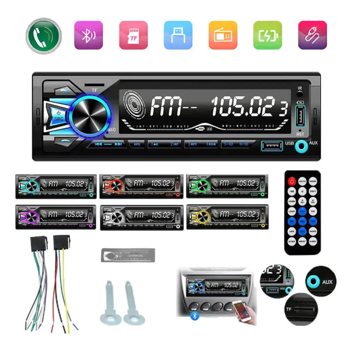WUWAWDOGA - Radio Automovil Adaptador Bluetooth Mp3 Con Usb