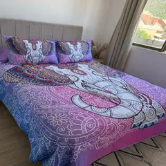 TODOHOGAR SANTIAGO DE CHILE - Cubrecama Quilt 2 Plazas Microfibra Elefante Mandala