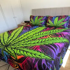 TODOHOGAR SANTIAGO DE CHILE - Cubrecama Quilt 2 Plazas Microfibra Diseño Hoja Verde