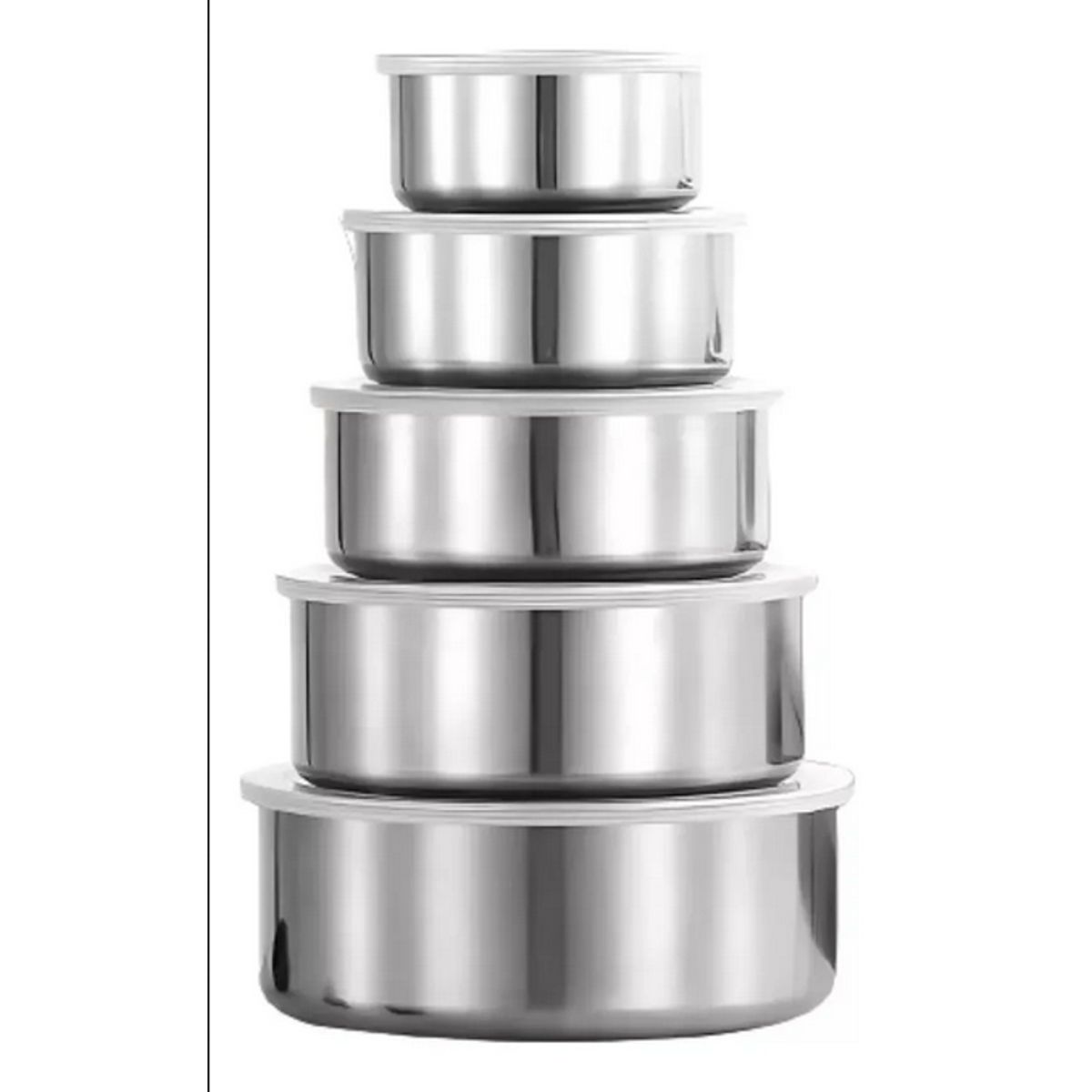 GENERICO - Set Bowl Acero Inoxidable 5 Piezas Con Tapa