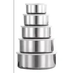 GENERICO - Set Bowl Acero Inoxidable 5 Piezas Con Tapa
