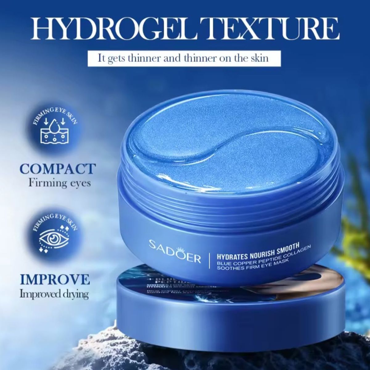 GENERICO - 60 Parches Hidrogel de Colágeno + Péptidos Contorno De Ojos Firmeza y Elasticidad