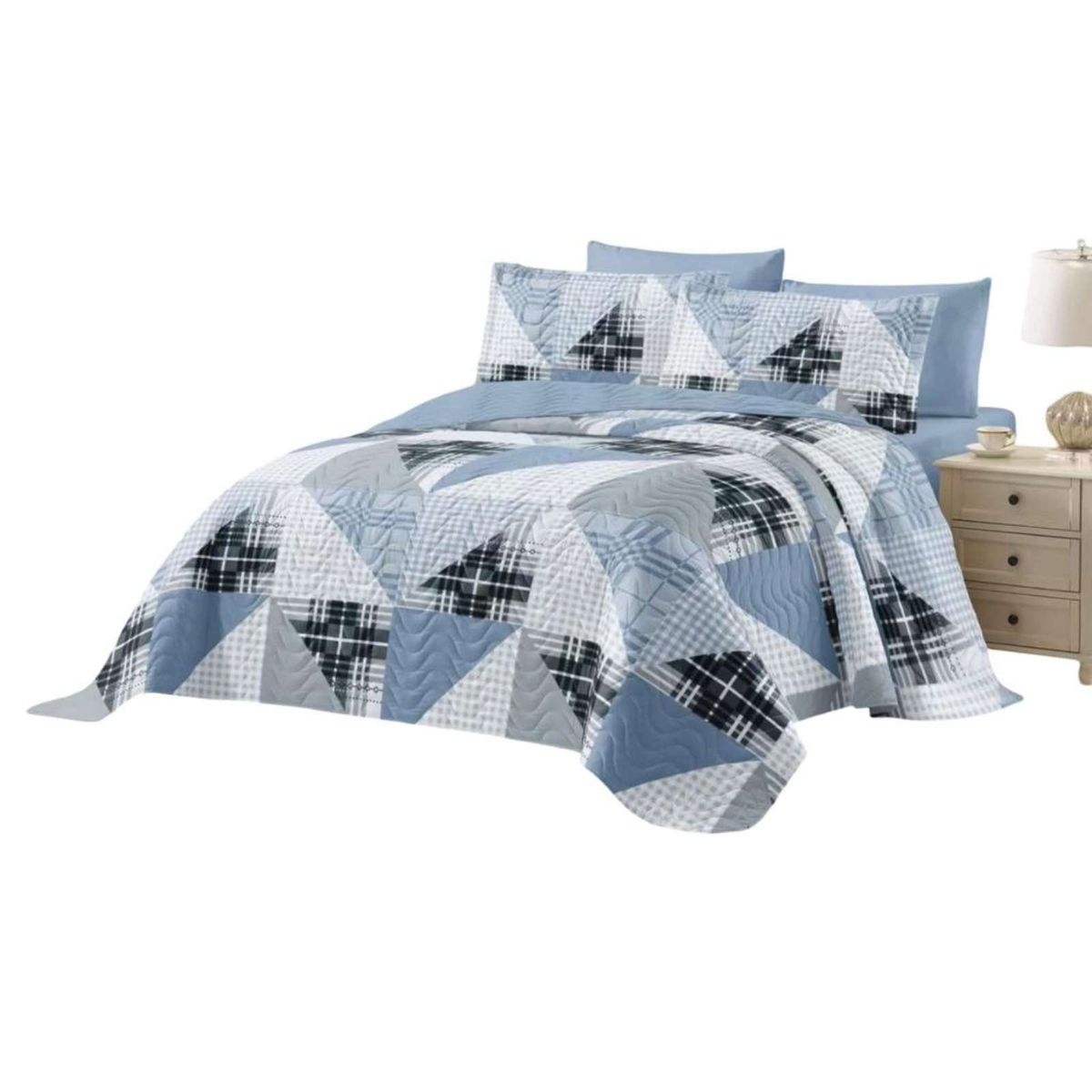 GENERICO - Cubrecama Quilt reversible Elegante y liviano plaza y media