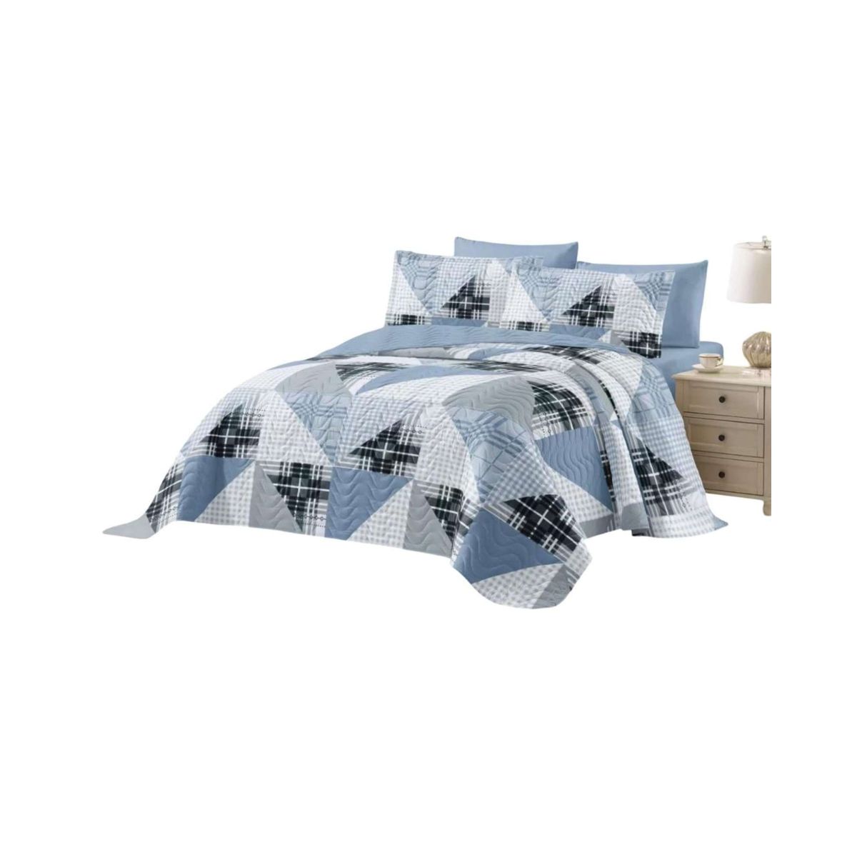 GENERICO - Cubrecama Quilt reversible Elegante y liviano plaza y media