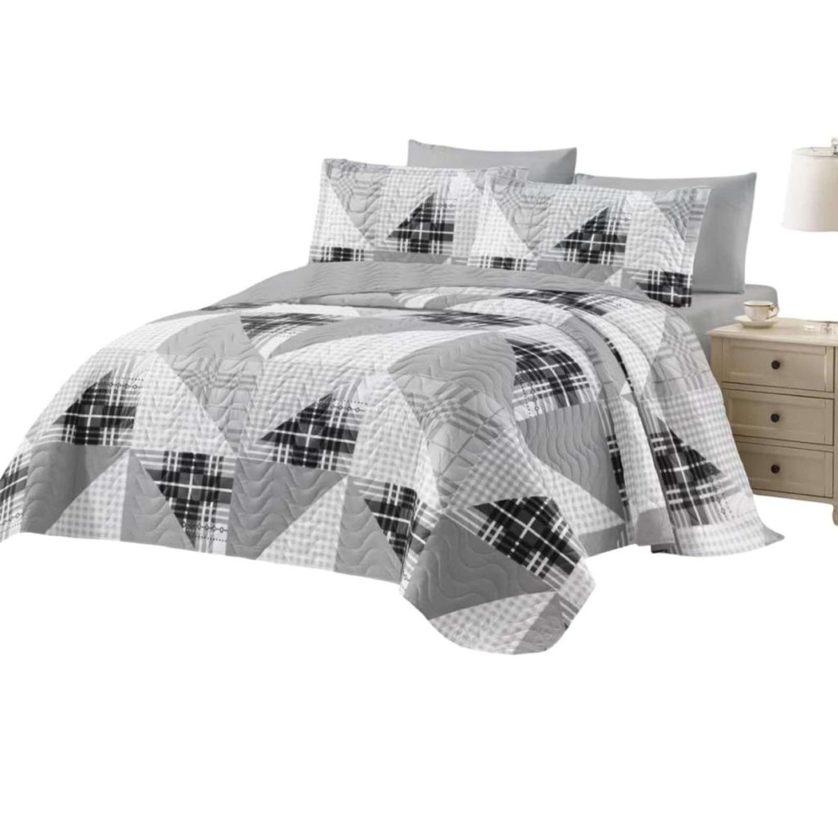 GENERICO - Cubrecama Quilt reversible Elegante y liviano 2 plazas y media